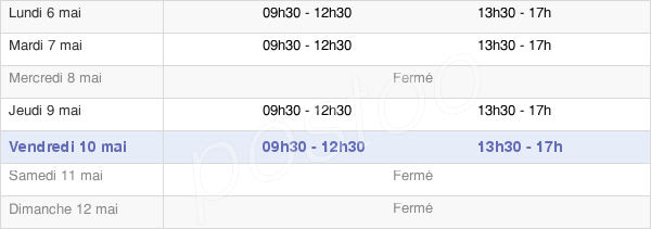 horaires d'ouverture de la Mairie D'Yvrac-Et-Malleyrand