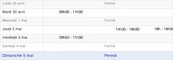 horaires d'ouverture de la Mairie De Saint-Gervais-En-Vallière