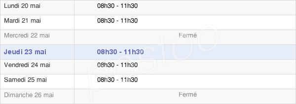 horaires d'ouverture de la Mairie D'Anzy-Le-Duc