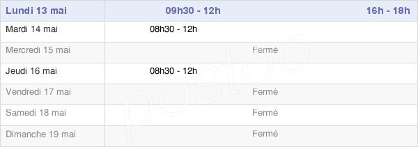 horaires d'ouverture de la Mairie De Chardonnay