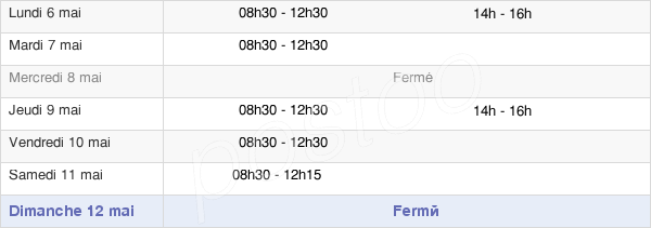 horaires d'ouverture de la Mairie De Saint-Julien-Le-Pélerin