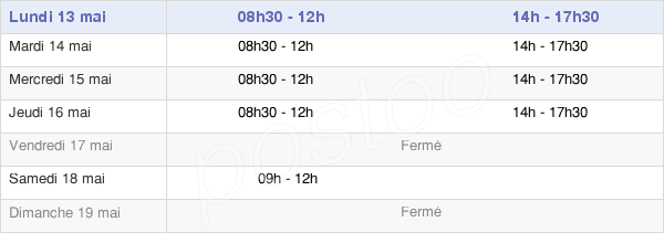 horaires d'ouverture de la Mairie De Clergoux
