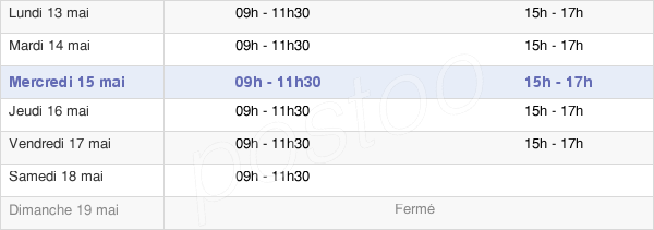 horaires d'ouverture de la Mairie D'Arc-Et-Senans
