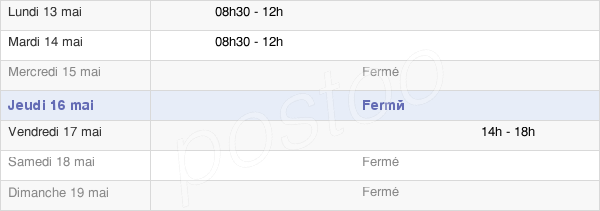 horaires d'ouverture de la Mairie De Hauterive-La-Fresse