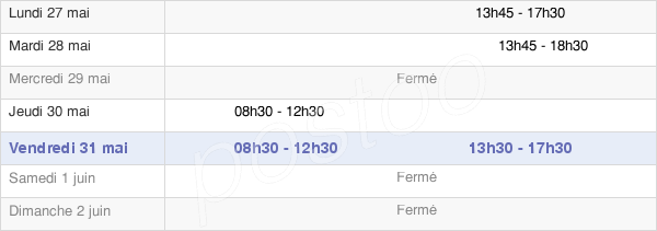 horaires d'ouverture de la Mairie D'Oye-Et-Pallet