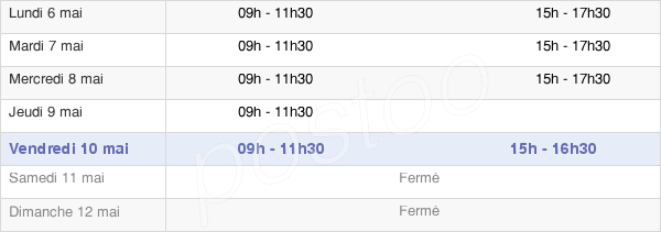 horaires d'ouverture de la Mairie De Brognard
