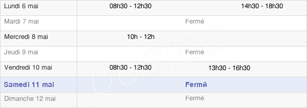 horaires d'ouverture de la Mairie De Parnay