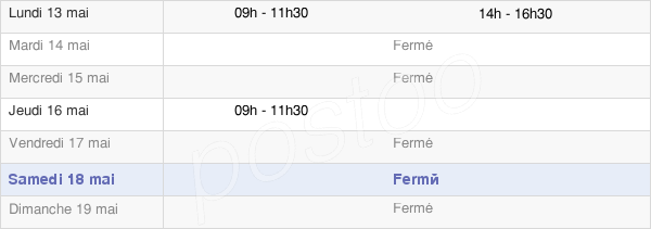 horaires d'ouverture de la Mairie De Pennesières