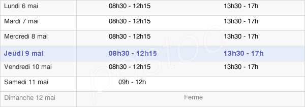 horaires d'ouverture de la Mairie De Montauban-De-Bretagne