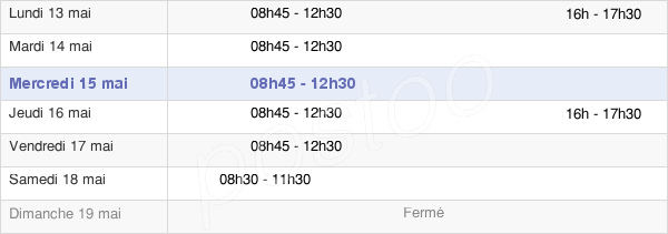 horaires d'ouverture de la Mairie De Saint-Rémy-Du-Plain