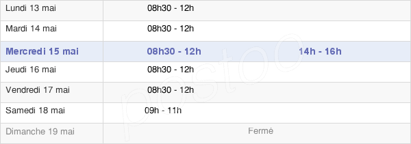horaires d'ouverture de la Mairie De Louvigné-De-Bais