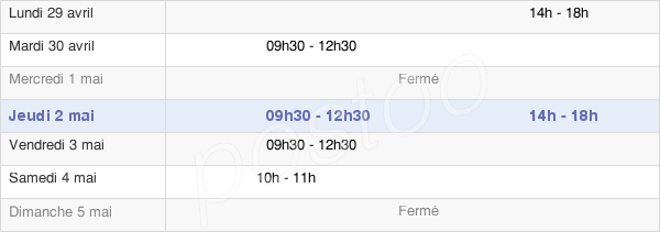 horaires d'ouverture de la Mairie De Saint-M'Hervon