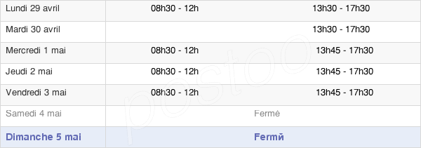 horaires d'ouverture de la Mairie De Fougères