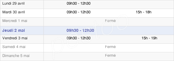 horaires d'ouverture de la Mairie De Saint-Uniac