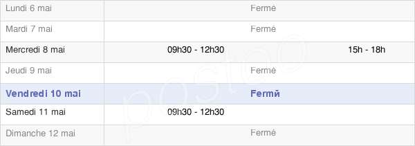 horaires d'ouverture de la Mairie De Ferrières-Les-Verreries