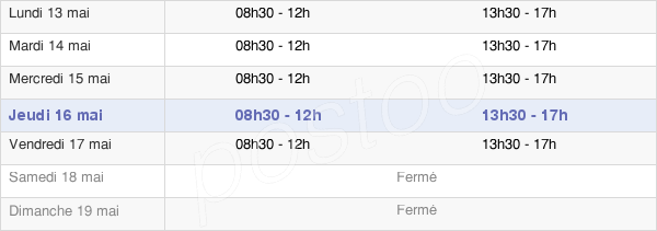 horaires d'ouverture de la Mairie De Jonquières-Saint-Vincent
