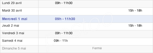 horaires d'ouverture de la Mairie De Saint-Dionisy