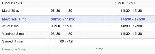 horaires d'ouverture de la Mairie De Saint-Geniès-De-Comolas