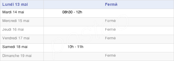 horaires d'ouverture de la Mairie De Chemenot