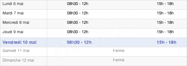 horaires d'ouverture de la Mairie De La Ferté-Gaucher
