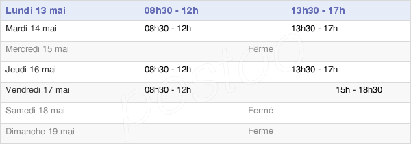 horaires d'ouverture de la Mairie De Saint-Etienne-Du-Valdonnez