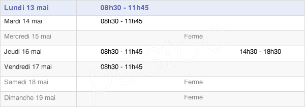 horaires d'ouverture de la Mairie D'Aulnois-Sous-Laon