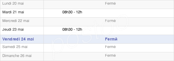 horaires d'ouverture de la Mairie De Ternay