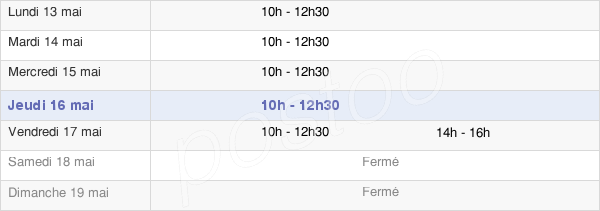 horaires d'ouverture de la Mairie De Saint-Amand-Longpré