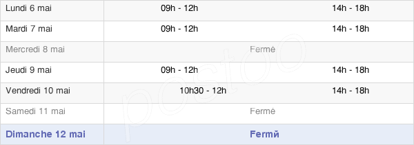 horaires d'ouverture de la Mairie De Faycelles