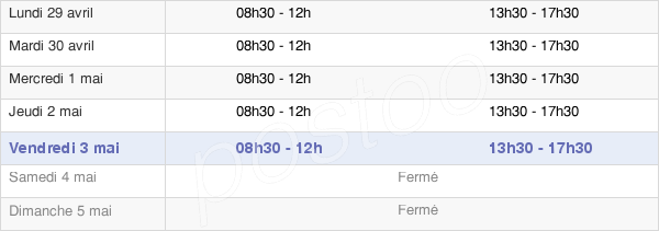 horaires d'ouverture de la Mairie De Saint-Rémy-Sur-Durolle