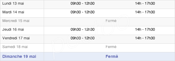 horaires d'ouverture de la Mairie De Sermentizon