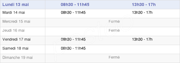 horaires d'ouverture de la Mairie De Joigny-Sur-Meuse