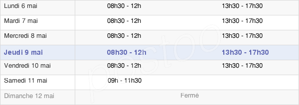 horaires d'ouverture de la Mairie De Chasse-Sur-Rhône