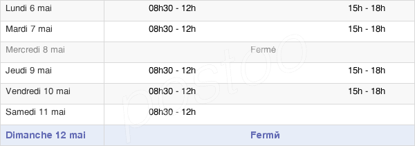 horaires d'ouverture de la Mairie De Saint-Perreux