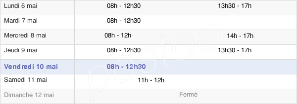 horaires d'ouverture de la Mairie De Bohal
