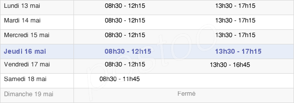 horaires d'ouverture de la Mairie De Saint-Martin-Au-Laërt
