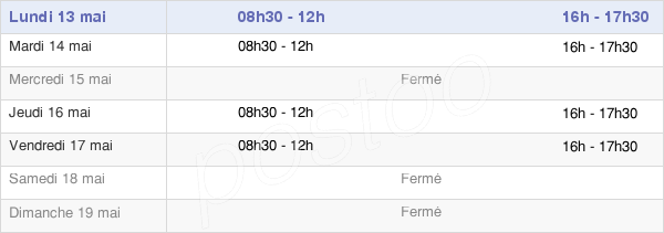 horaires d'ouverture de la Mairie De Saint-Denis-De-Méré