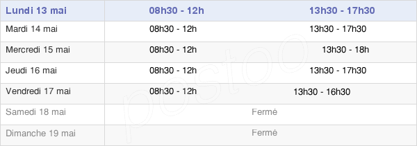 horaires d'ouverture de la Mairie De Sainte-Sévère-Sur-Indre