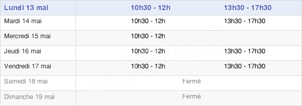 horaires d'ouverture de la Mairie Du Pont-Chrétien-Chabenet
