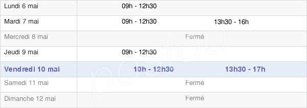 horaires d'ouverture de la Mairie De Saint-Germain-D'Anxure