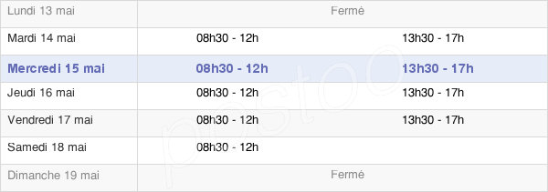 horaires d'ouverture de la Mairie De Charny