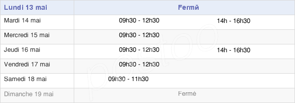 horaires d'ouverture de la Mairie De Bouxières-Aux-Chênes