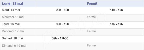 horaires d'ouverture de la Mairie De Frasnoy