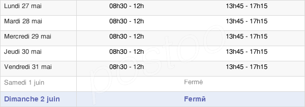 horaires d'ouverture de la Mairie De Felleries