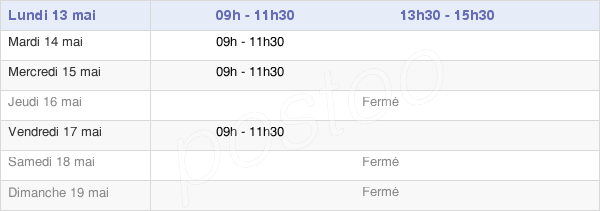 horaires d'ouverture de la Mairie De Saint-Rémy-Chaussée