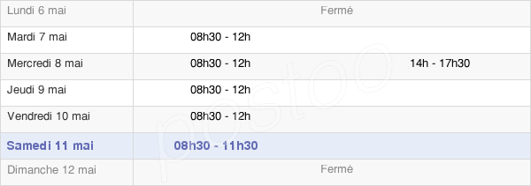 horaires d'ouverture de la Mairie De Deûlémont