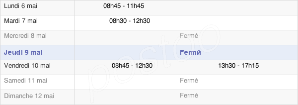 horaires d'ouverture de la Mairie D'Asnières-Sur-Saône