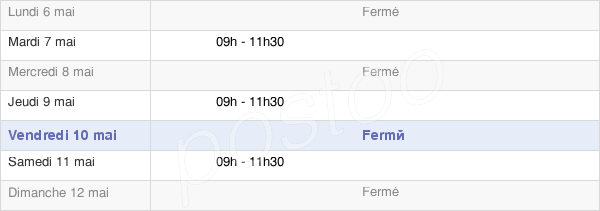 horaires d'ouverture de la Mairie De Bény