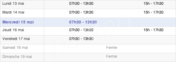 horaires d'ouverture de la Mairie D'Ajoupa-Bouillon