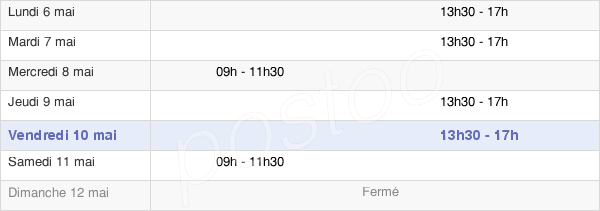 horaires d'ouverture de la Mairie De Viviers-Du-Lac